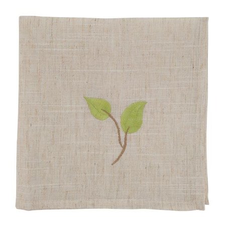 SARO LIFESTYLE SARO 5209.N20S 20 in. Square Embroidered Table Napkins with Natural Vine Design - Set of 4 5209.N20S